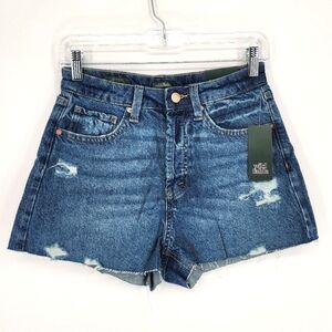 Wild Fable NWT High Rise Jean Shorts Medium Wash Distressed Raw Hem 4